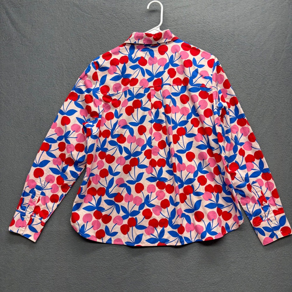 Boden Sienna Shirt Womens 14R Pink Red Blue Cherry Print Button Down NEW - Picture 9 of 10
